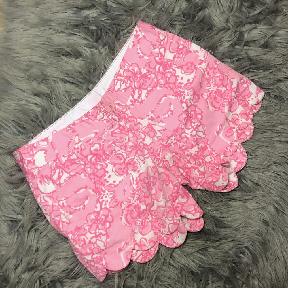 Lilly Pulitzer Pink Buttercup Scallop Hem Shorts